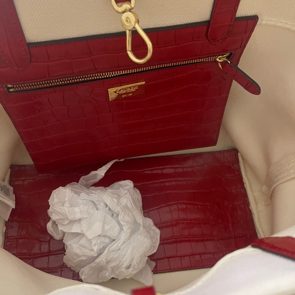 Ralph Lauren Tote purse red and neutral bag NWT - Picture 4 of 8